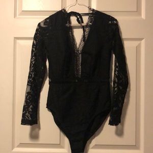 Black lace leotard
